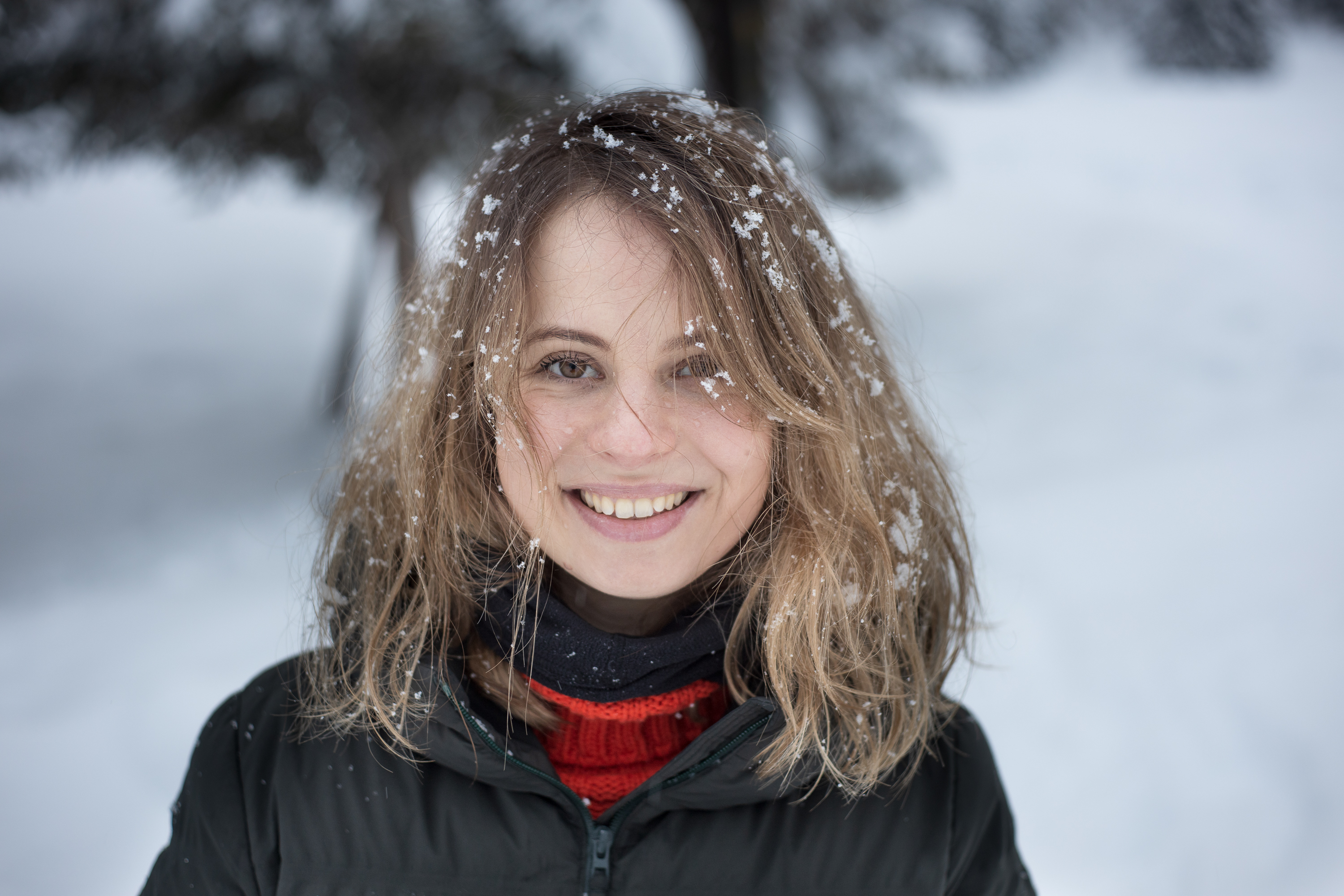 Girl with snow in the hair