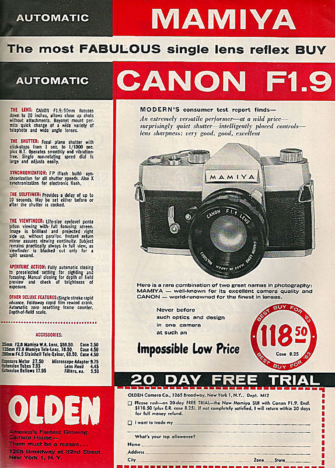 Canon O M f1.9 Advert