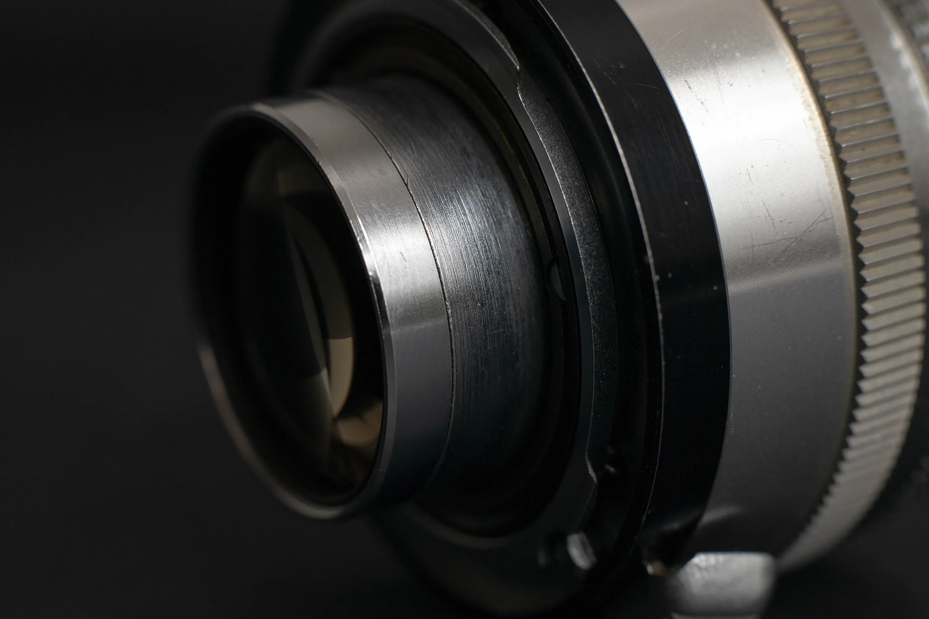 Closeup view of the rear lens mount of the Voigtlander Nokton 50mm f1.5