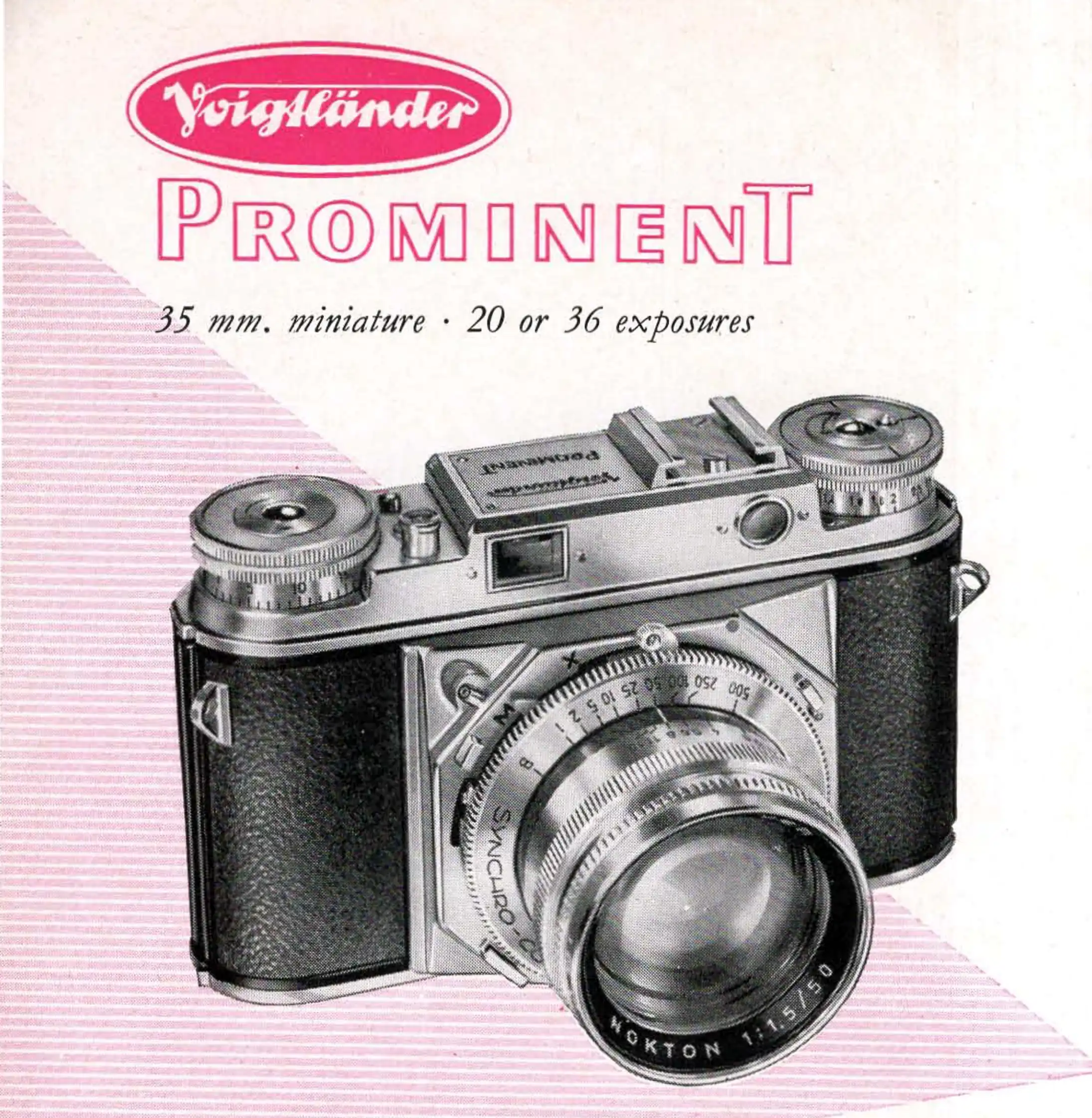 A brochure of Voigtländer ProminenT camera along with the Nokton 50mm f1.5 lens