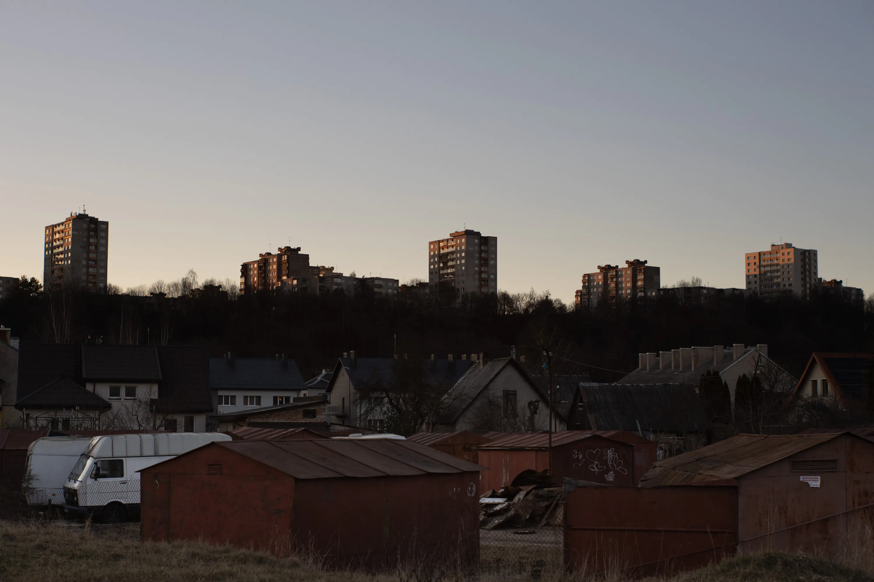 Panorama of Kaunas suburbs. Lithuania. Canon FL 58mm f1.2 shows great sharpness at infinity when stopped down.