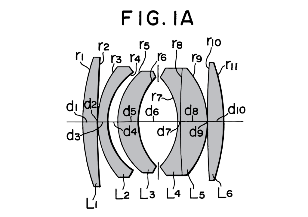 Lens block diagram of the Konica Hexanon 40mm f1.8 from the patent.